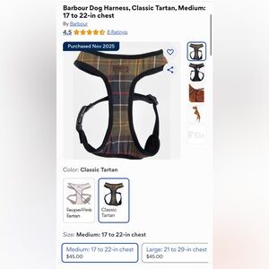 Barbour Classic Tartan Dog Harness - Medium